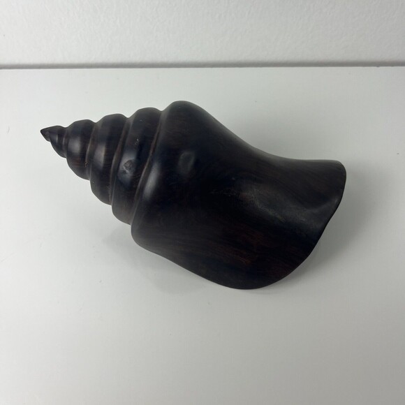 Vintage Wooden Conch Shell Natural Finish Decorative Figural Paper Weight - Picture 5 of 5